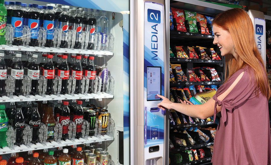 Happy Employee at Vending Machine